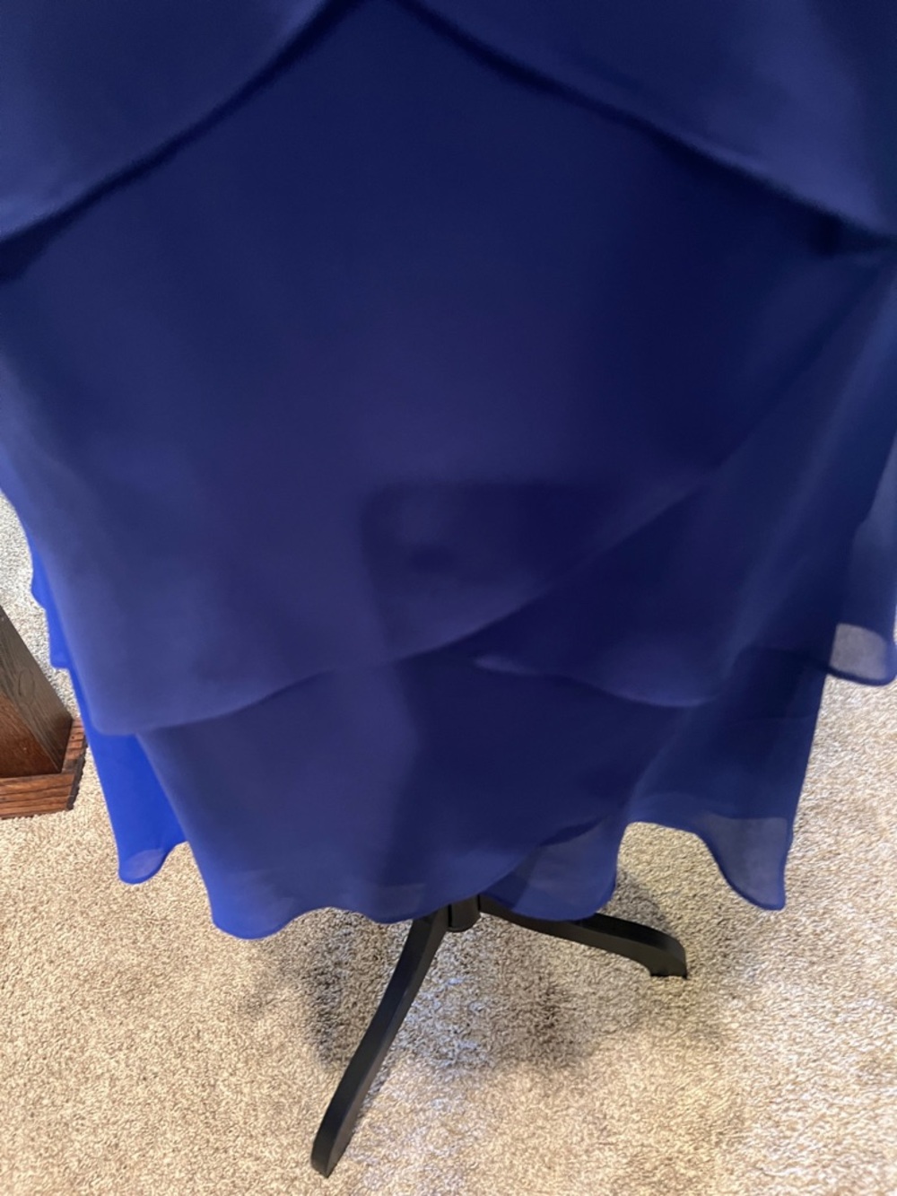 Elegant Royal Blue Tiered Chiffon Midi Dress with Embellished Straps - Picture 2 of 10